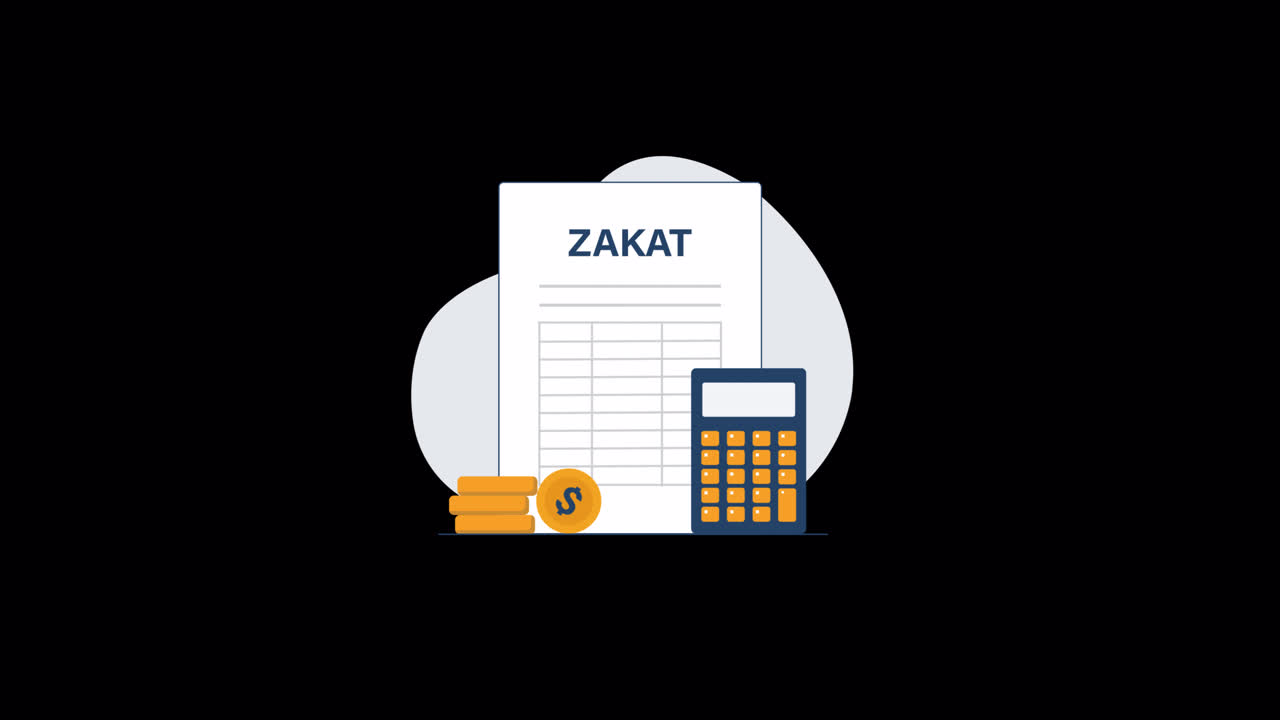 Concetto di calcolo della Zakat con documento, calcolatrice e monete