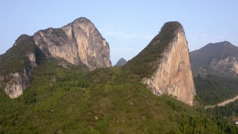 Beautiful-karst-mountain-landscape-in-China,-aerial-view