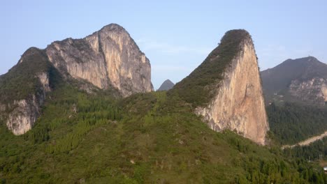 beautiful karst mountain landscape in china, aerial view