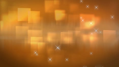 Animation-of-light-spots-and-squares-on-orange-background