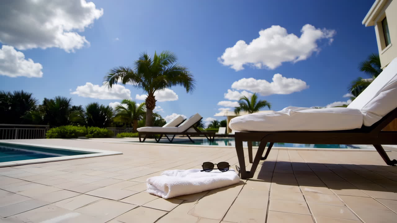 Entspannung am Pool eines tropischen Ferienortes