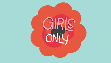 composition of text girls only, over red flower