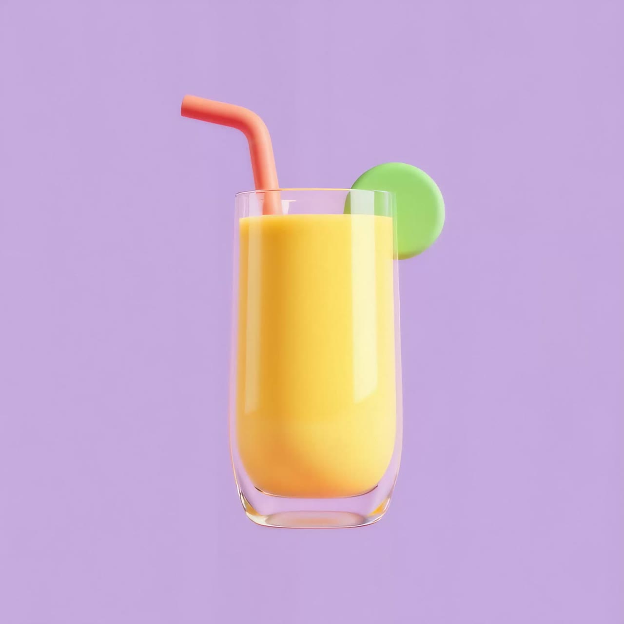 Stylized Yellow Beverage with Straw and Garnish
