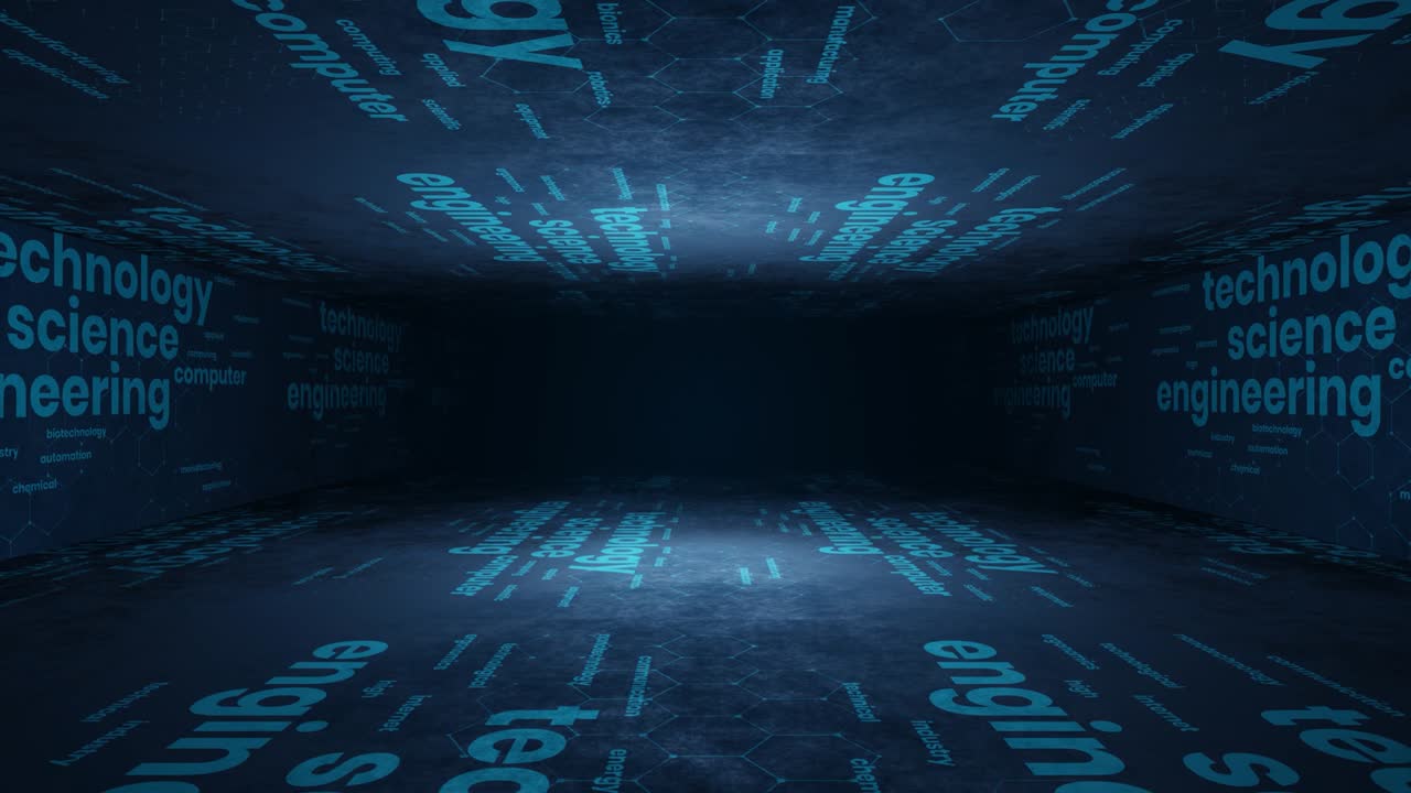 Science and technology autonomous cyberspace concept tunnel text effect loop