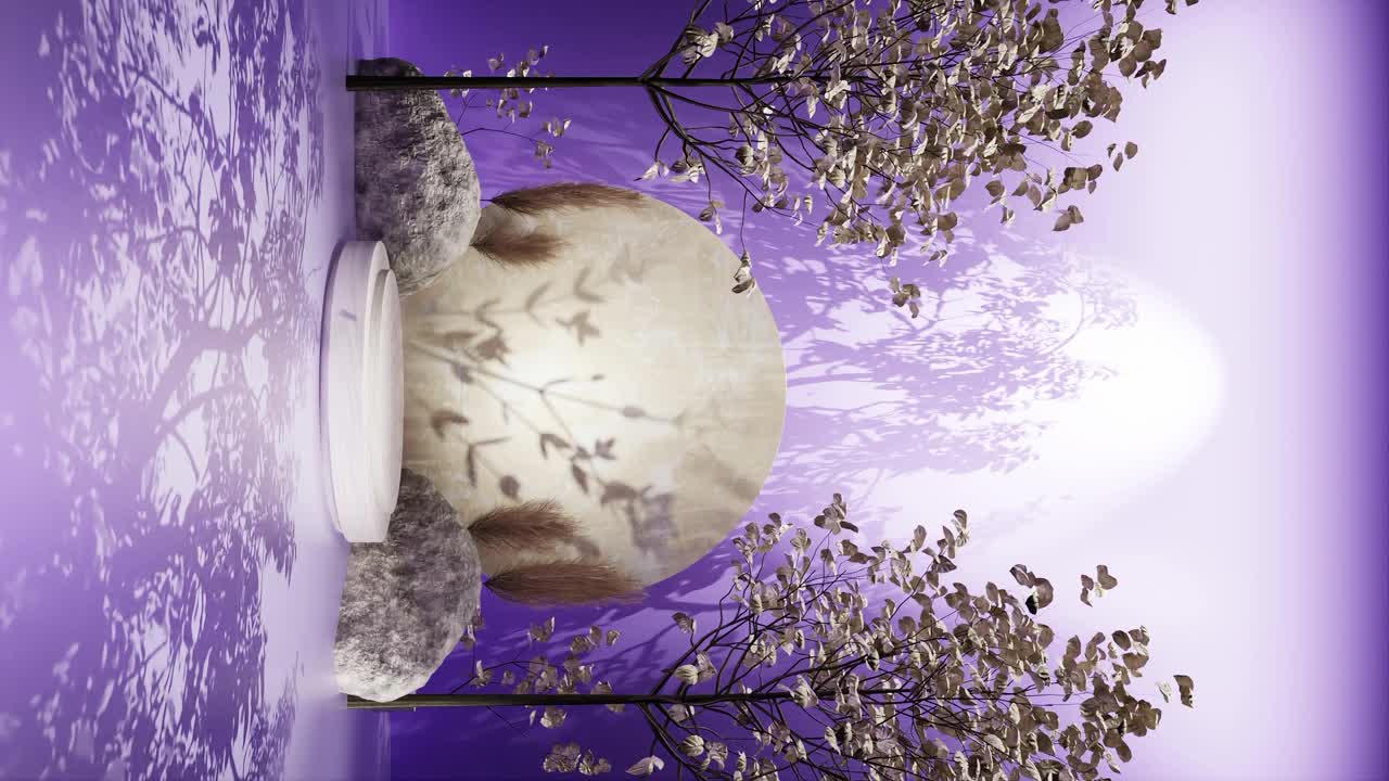 exhibición de productos en el sitio web de comercio electrónico venta de fondo natural púrpura animación de representación