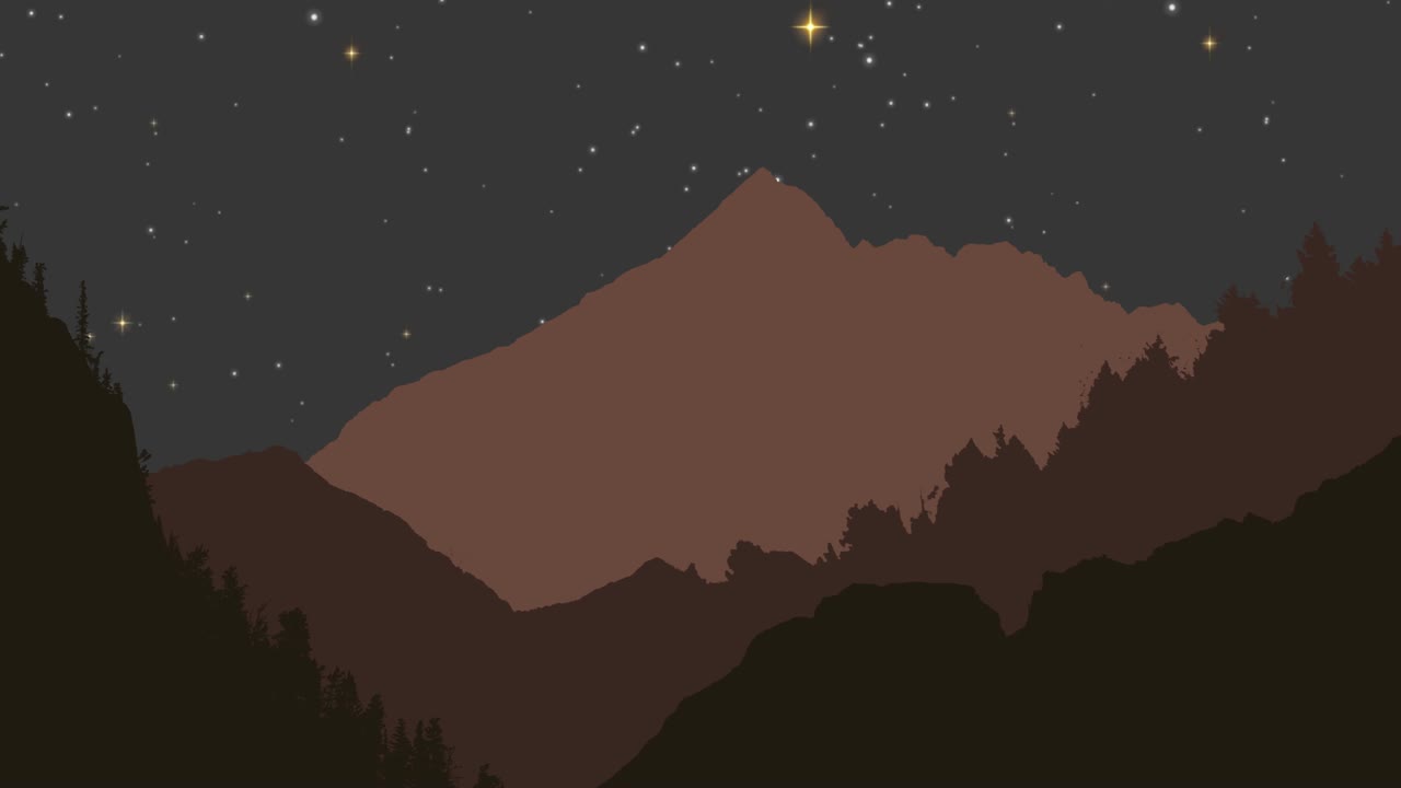 밤하늘을 배경으로 한 산의 애니메이션
