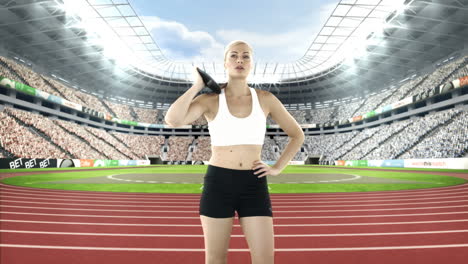 female athlete practicing discus throw