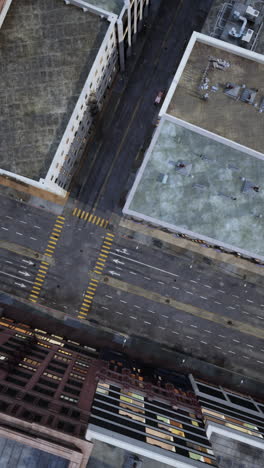 aerial view of a city street intersection