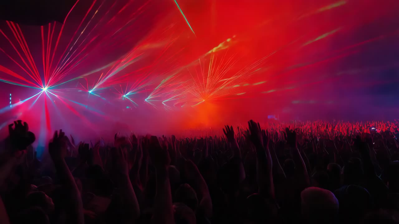 Koncertpublikum med lasershow
