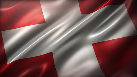 switzerland national flag, high-angle, perspective view, cinematic look and feel, glossy, slow-motion wavering