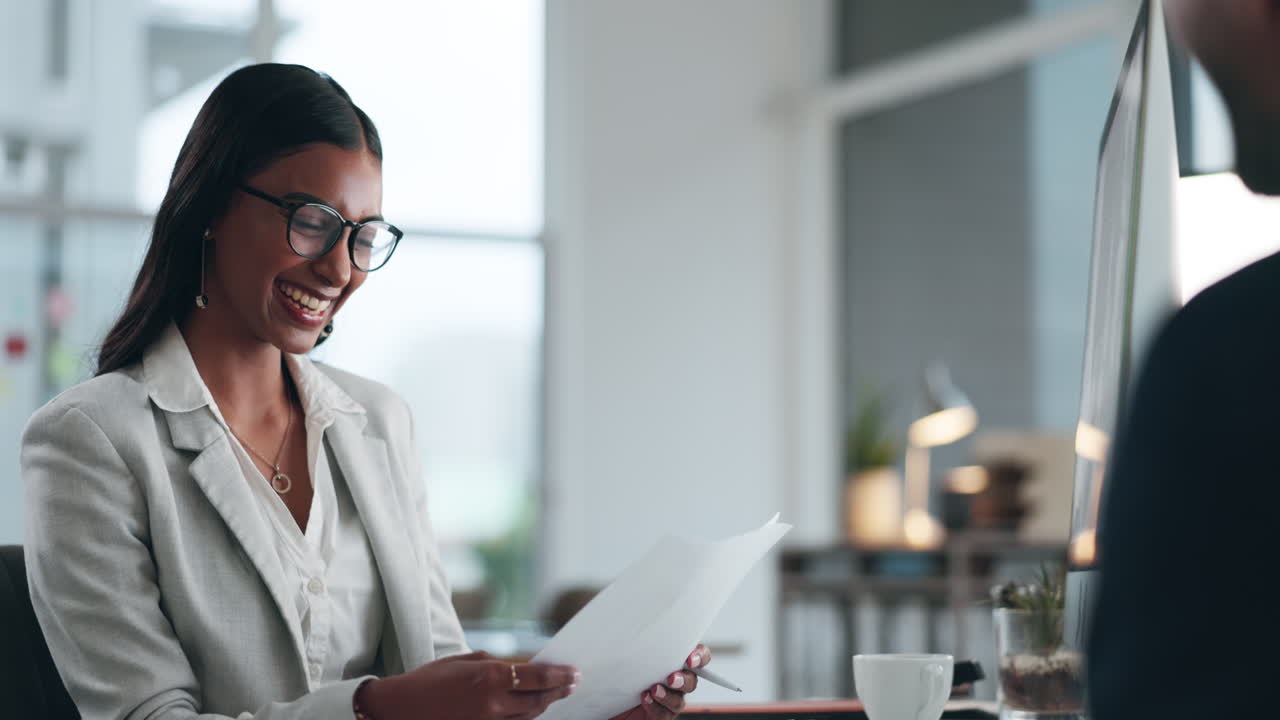 Business woman, meeting and interview with CV