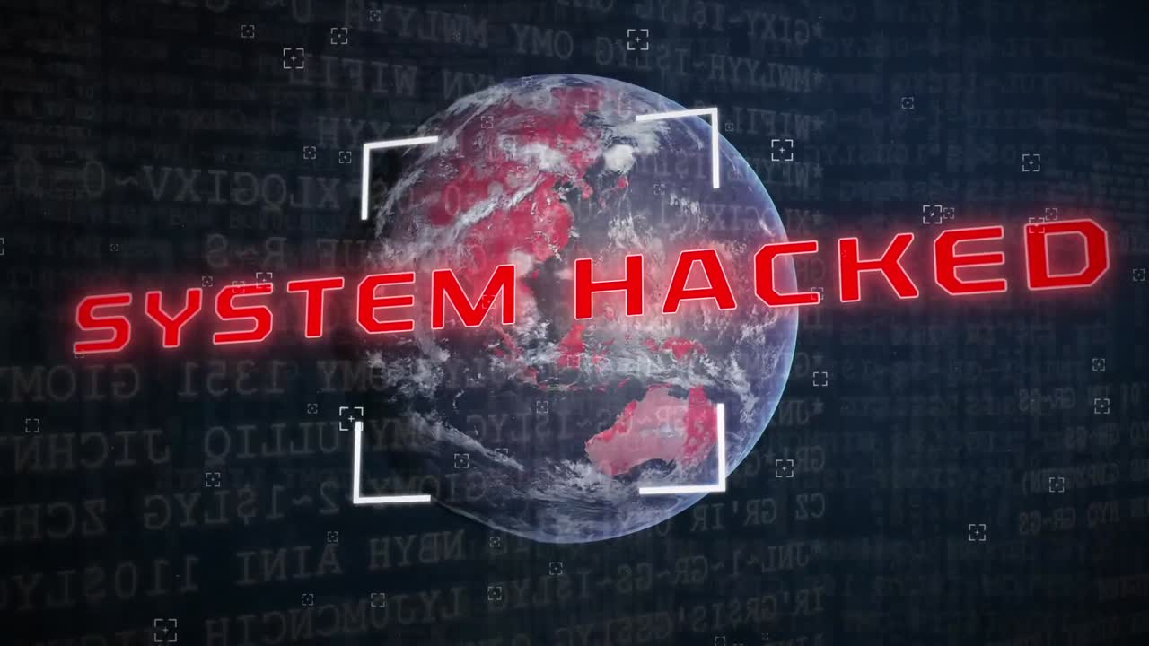 sistema hackeado texto contra el globo giratorio