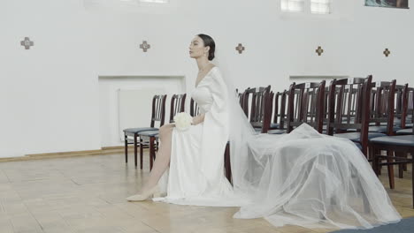 bride waiting in church