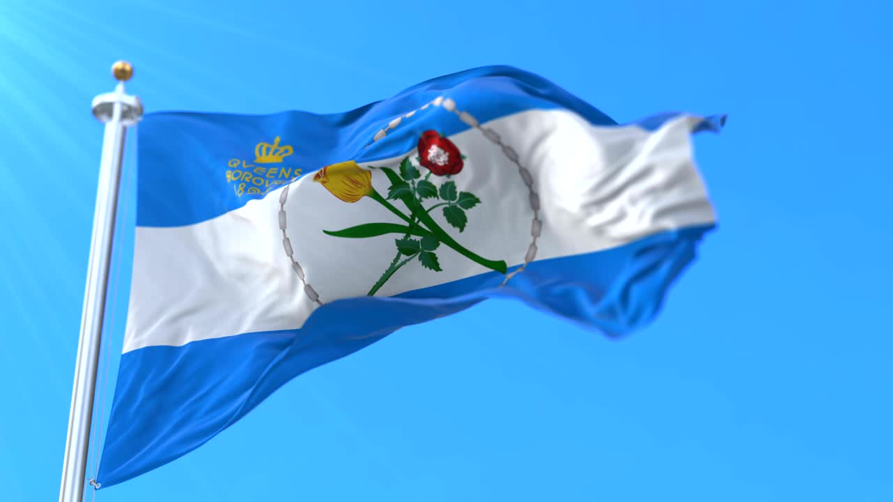 bandera del condado de queens, en la ciudad de nueva york en los estados unidos - bucle