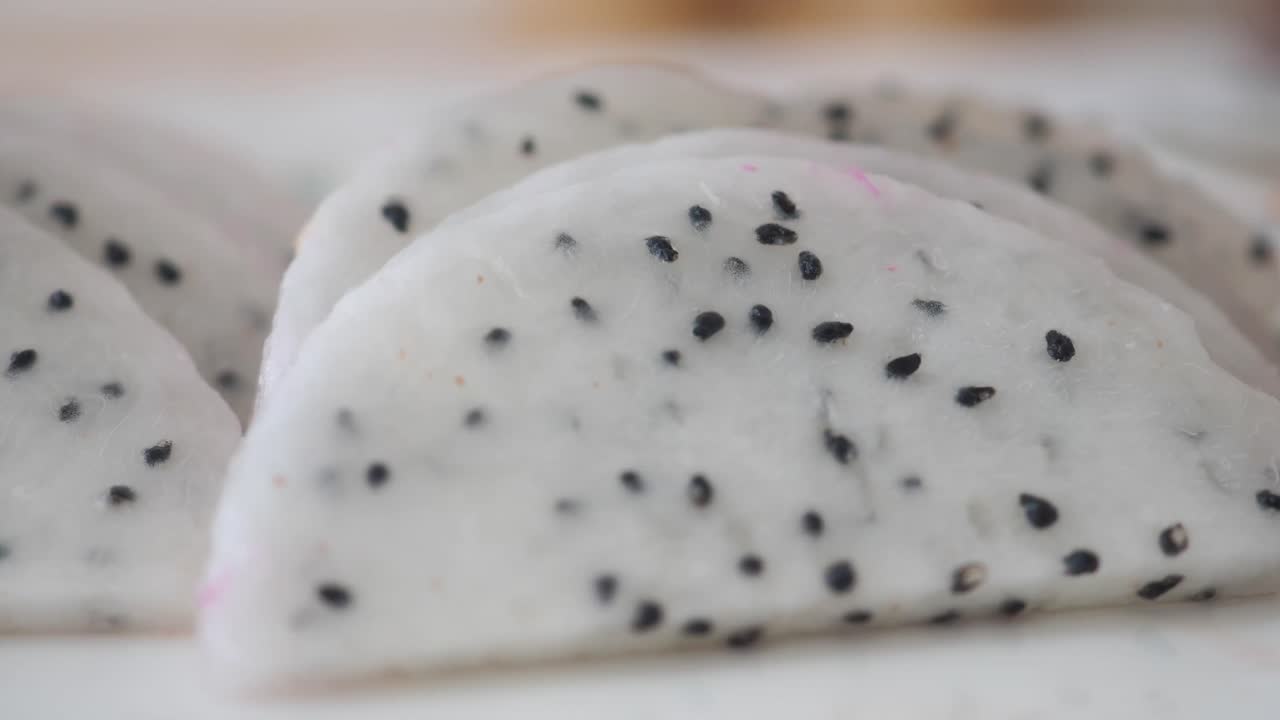 Dragon fruit with a fork