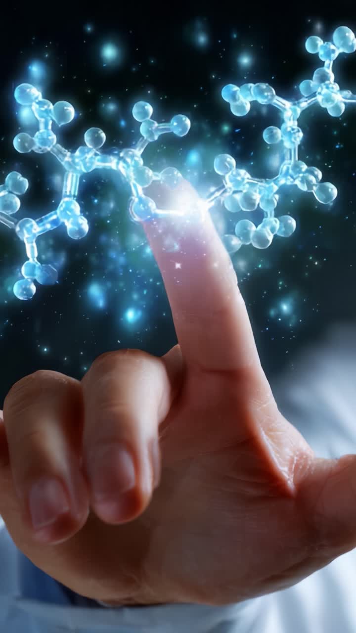 A Close-Up View of a Scientist’s Finger Touching a Glowing Molecular ...