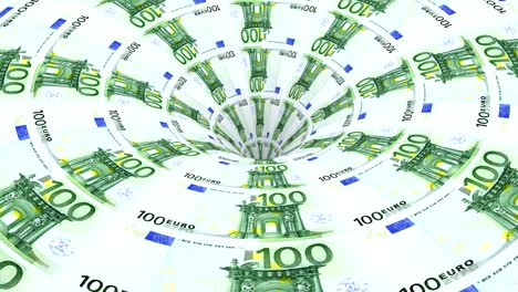 euro banknotes flow in hole