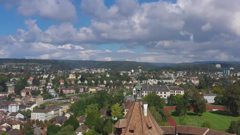 Pullback-aerial-drone-shot-from-the-flag-above