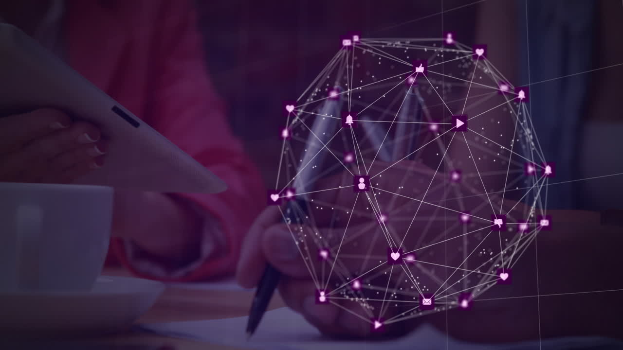 mundo de la red de conexiones contra la persona que toma notas