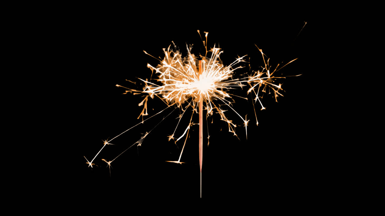 Festive sparkler animated overlay, transparent 4K video, alpha channel, ProRes 4444