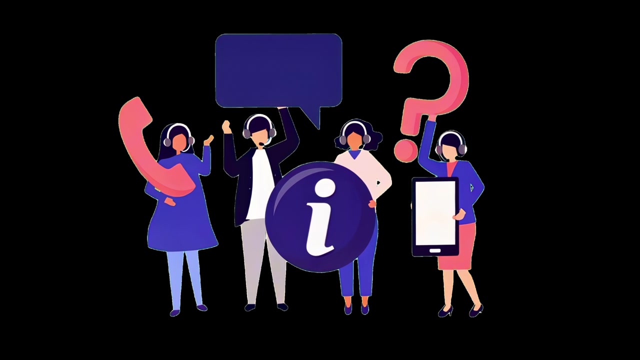 Animated Customer Service Team with Support Icons