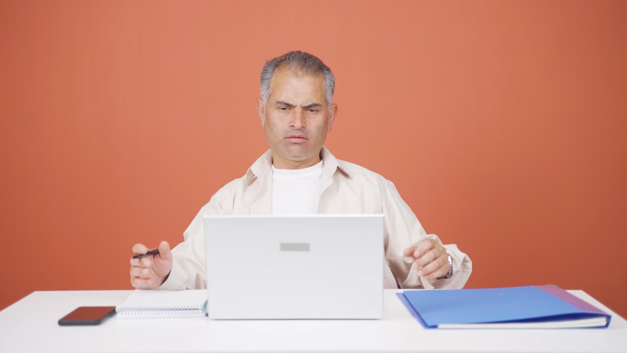 Confused man thinks and can't figure it out.