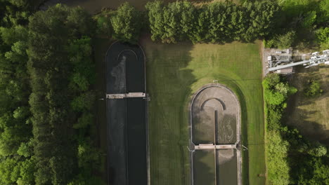 collierville wastewater treatment plant in tennessee by a river, aerial view