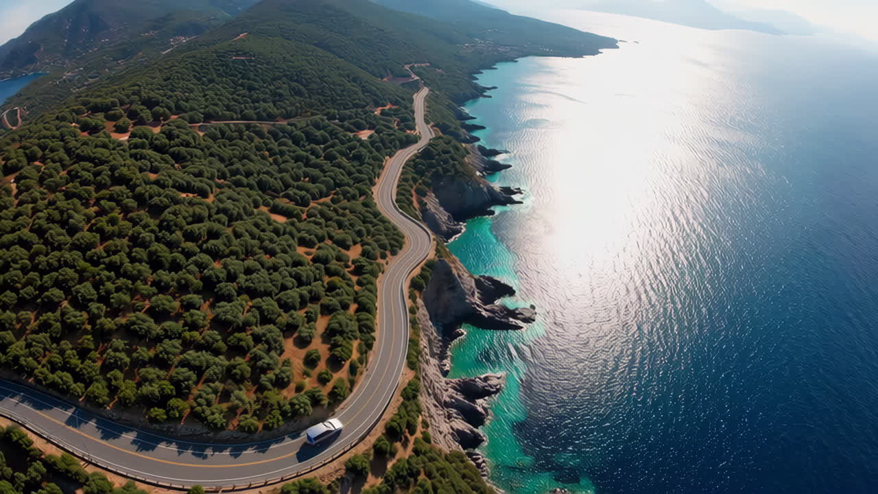 Coastal Winding Road Aerial View