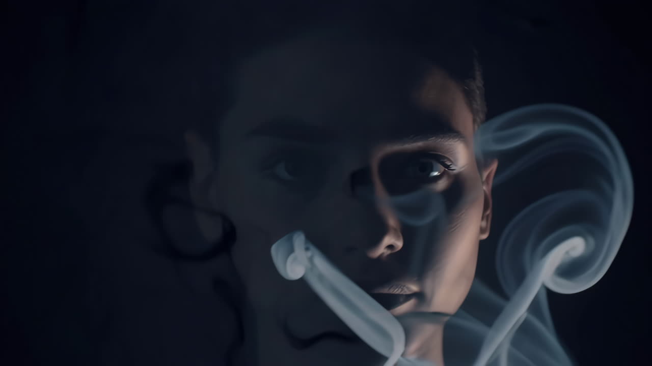 Abstract Portrait with Swirling Smoke