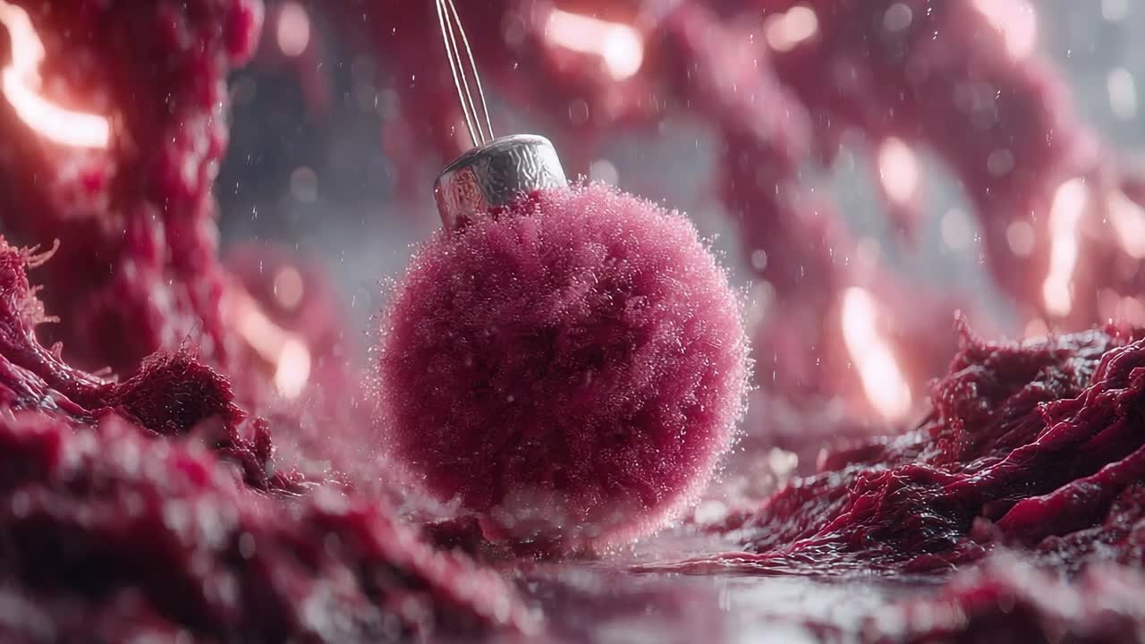 An Intriguing Close-Up of a Fluffy, Textured Sphere Surrounded by Vibrant, Abstract Background Elements, Captivating the Viewer with Unique Visual Details