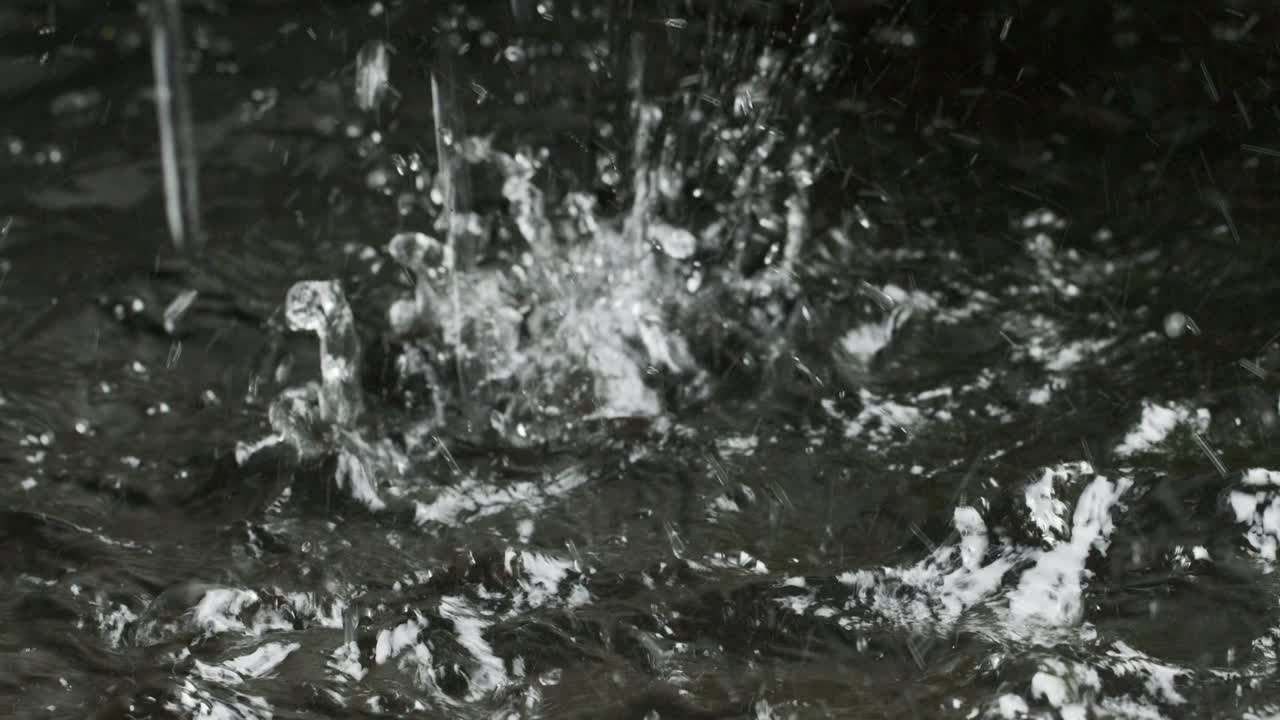 물은 물의 표면으로 떨어집니다.