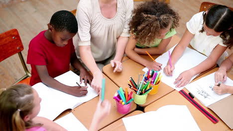 peaceful pupils drawing together