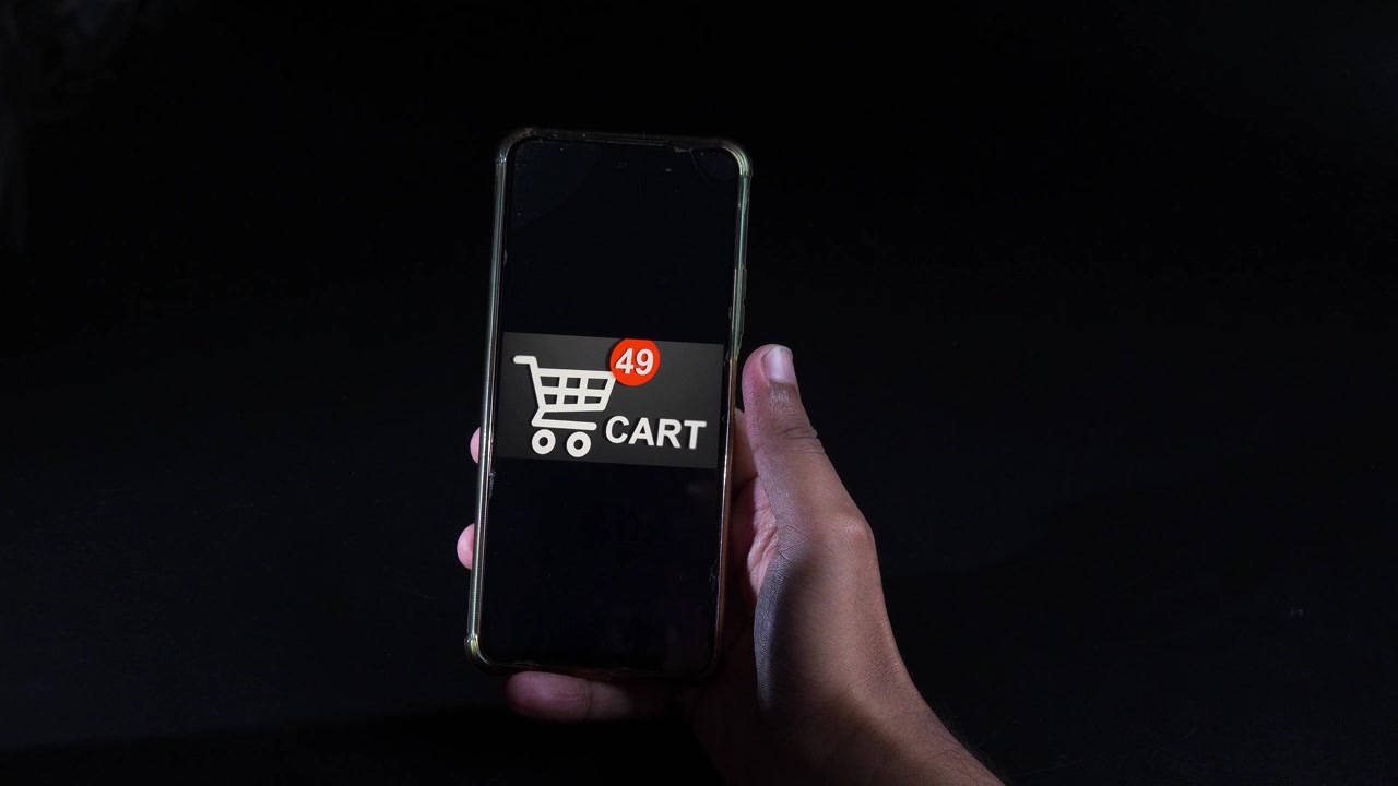 Aggiunta di articoli a un'icona del carrello con numeri di conteggio, Retail digitale.