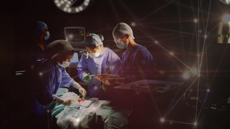 Animation of network of connections over surgeons in operating theater