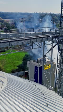 vista aérea nuevo ascensor de grano y un campo en primer plano