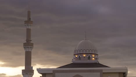 beautiful dramatic sunset sky over the mosque