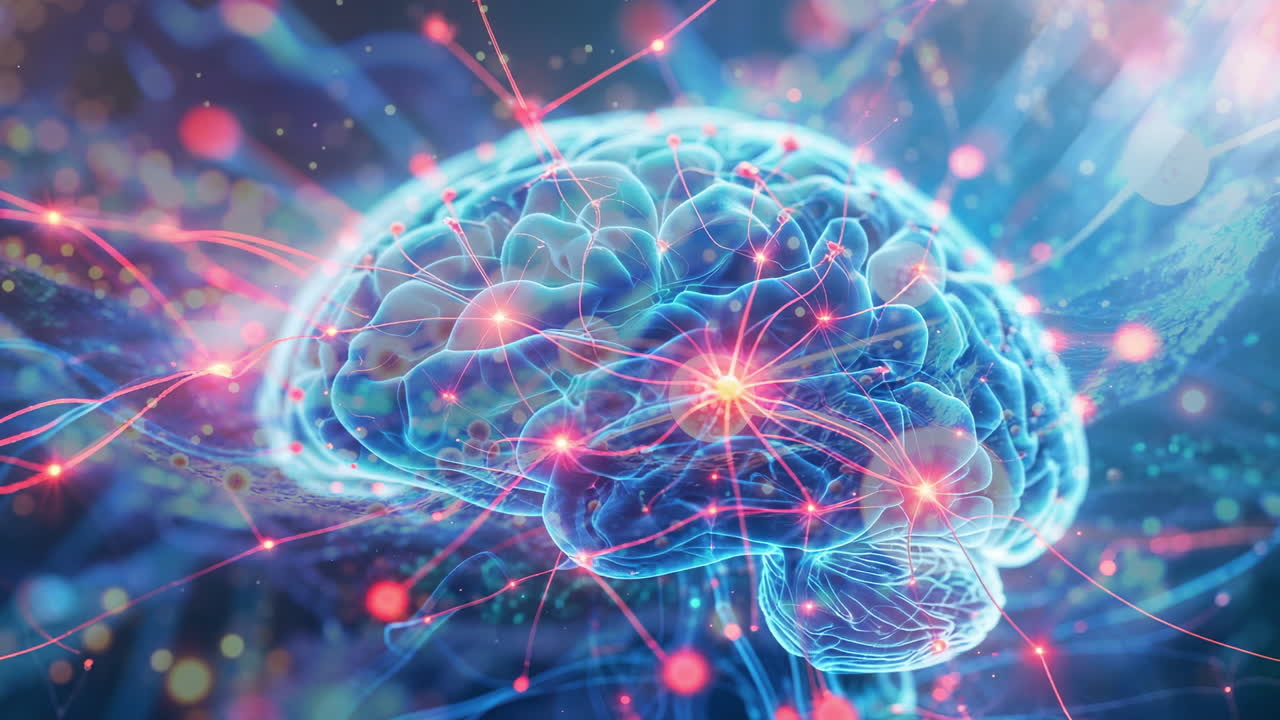Abstract Brain with Glowing Connections Representing AI and Neural Networks
