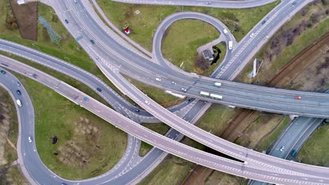 aerial view of a freeway intersection