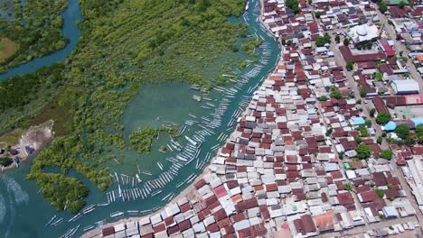 discover lombok from above: a lively fishing port, a dense mangrove forest, and a bustling village all intertwine, showcasing a unique blend of tradition and vibrant community life, indonesia