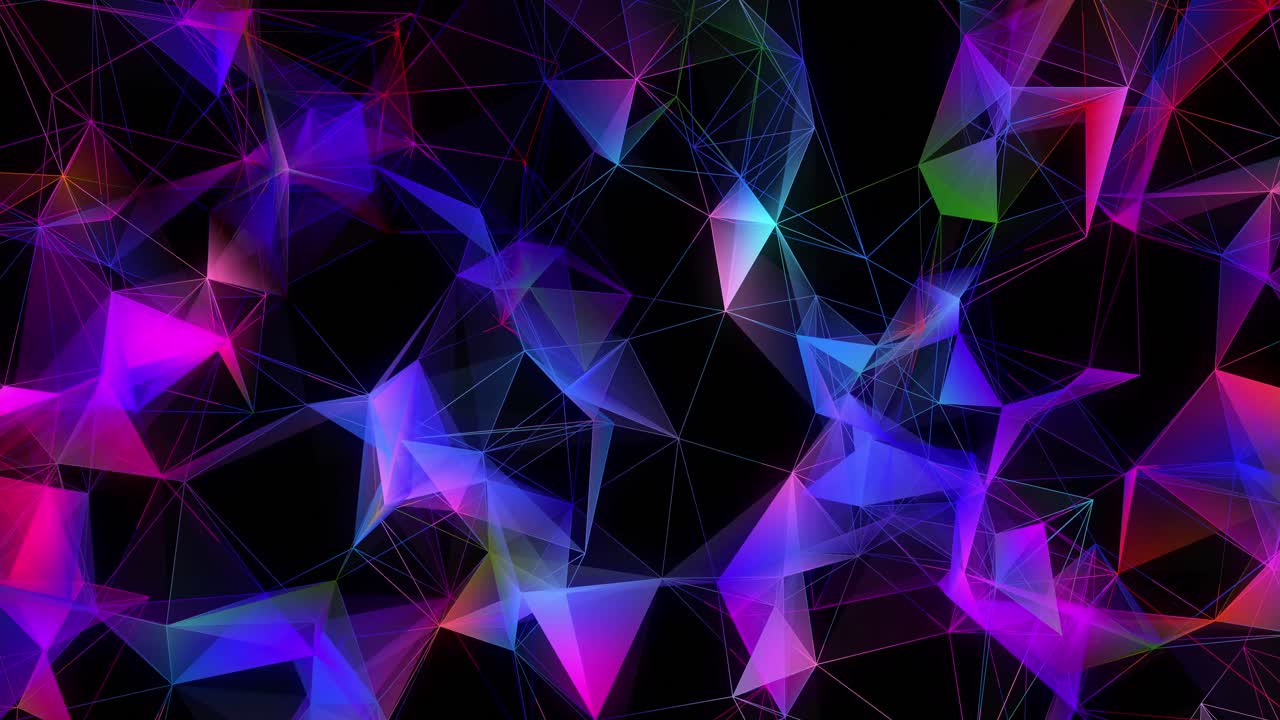 Multicolored geometrical shapes against black background