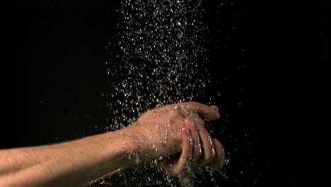 man washing hands