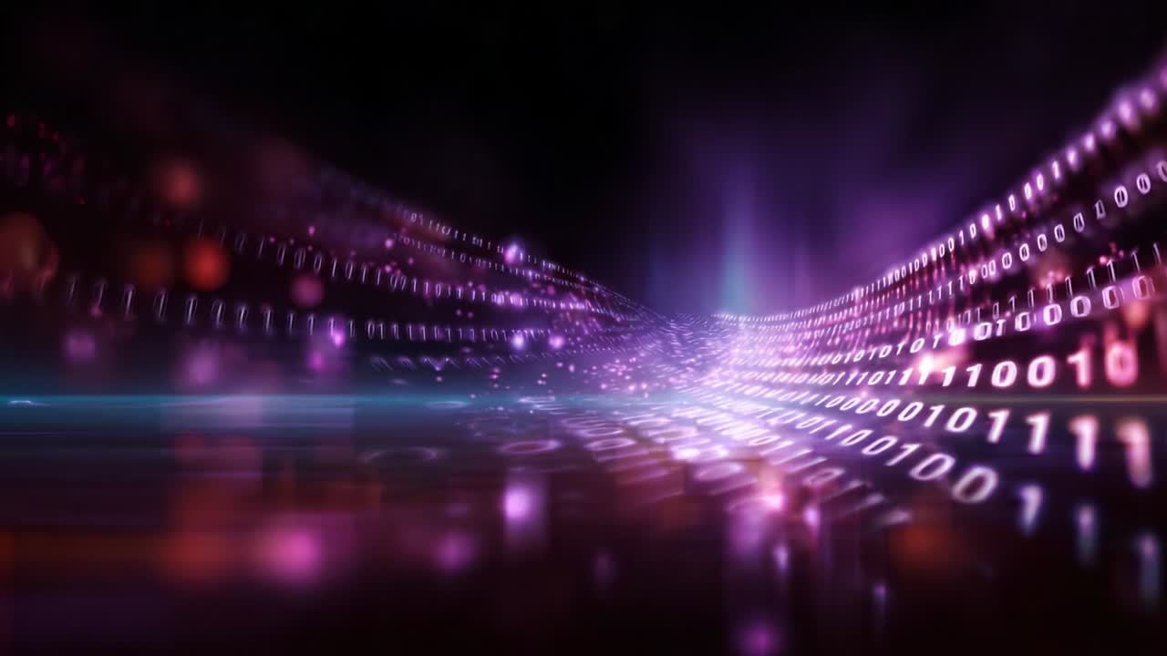 Captivating Digital Data Flow: A Visual Representation of Binary Code in Motion, Showcasing the Beauty of Technology and Its Impact on Communication and Information in the Modern World
