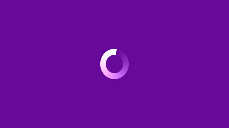 Animazione di cerchio di interfaccia digitale di caricamento che lampeggia su sfondo viola