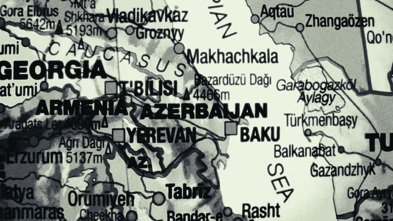 Political Map of the Caucasus Region and Caspian Sea