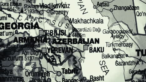 political map of the caucasus region and caspian sea