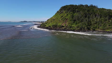 Selva-Tropical-Verde-En-El-Parque-Nacional-De-Burleigh-Heads---Deslizamiento-De-Tierra-En-El-Promontorio-Costero-En-Burleigh-Heads,-Qld,-Australia