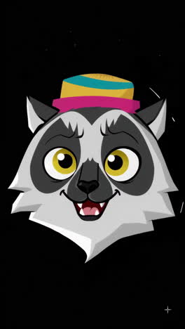 funny lemur cartoon character with hat