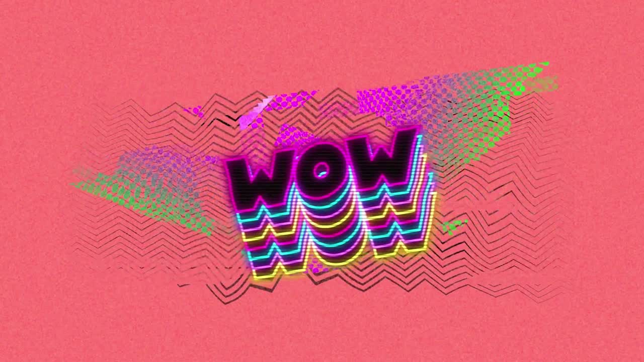 animación del texto wow sobre el fondo del patrón