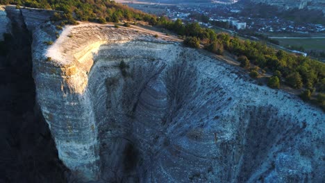 aerial view of a dramatic cliff formation