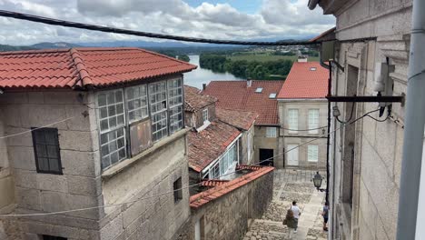 old historical center of tui village with typical architecture of galicia